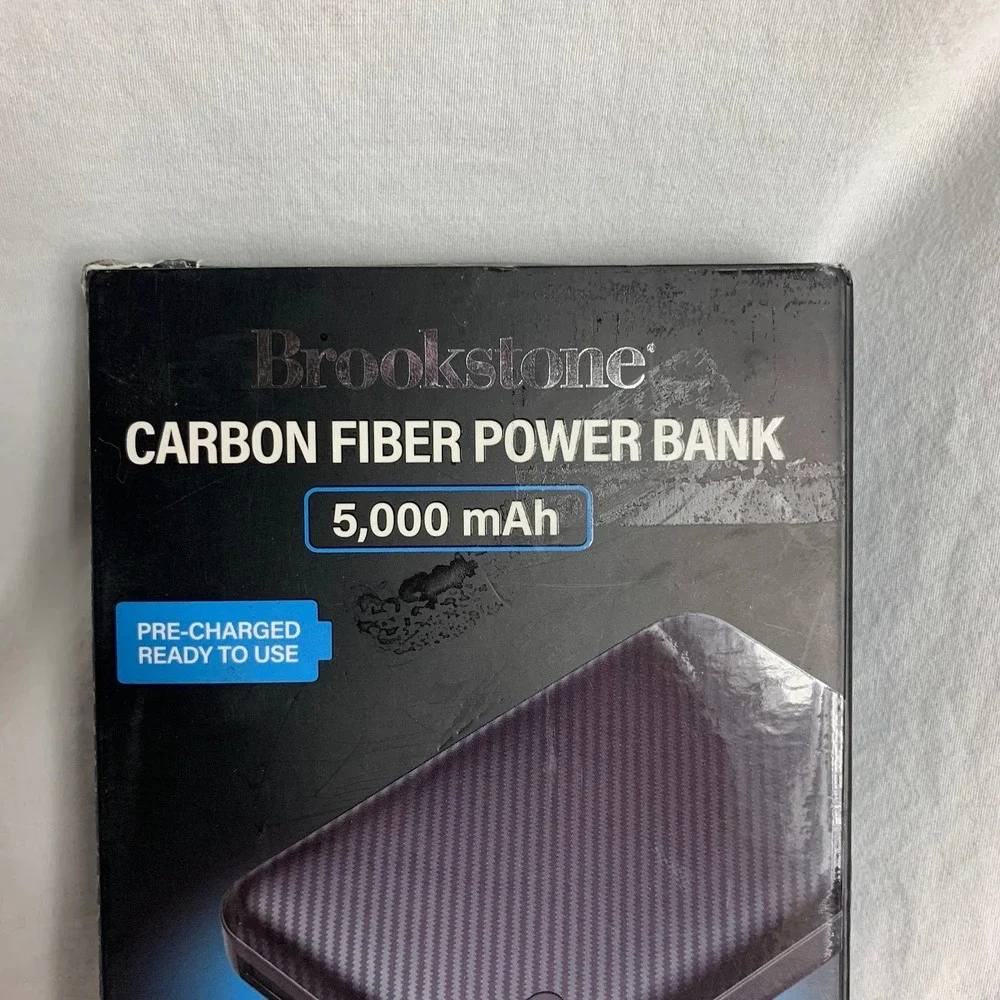 Brookstone Carbon‎ Fiber Power Bank 5000mAh Portable Charger Fast Charging Pack